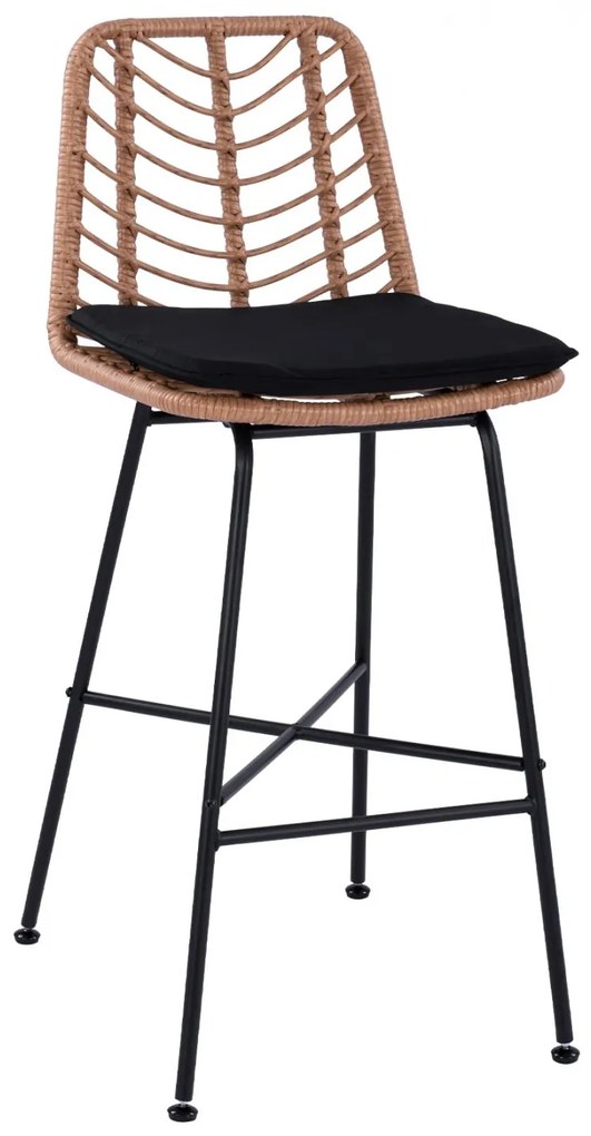 Σκαμπό Μπαρ GAVIN C5706 Μεταλλικό με Μπέζ Wicker 47x59x111Υ εκ. 47x59x111 εκ.