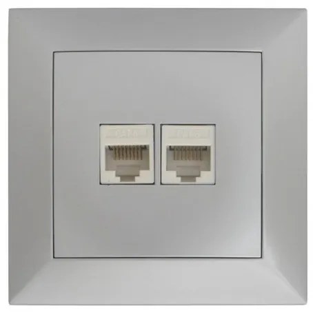 Πρίζα Δικτύου RJ45 Κατηγορία 6 Τηλεφώνου RJ11 Πλήρης Lumen-15-0196-Ασημί 15-0196