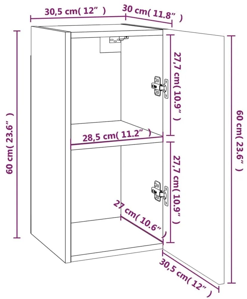 vidaXL Έπιπλα Τηλεόρασης 7 τεμ. Καφέ Δρυς 30,5x30x60 εκ. Επεξ. Ξύλο