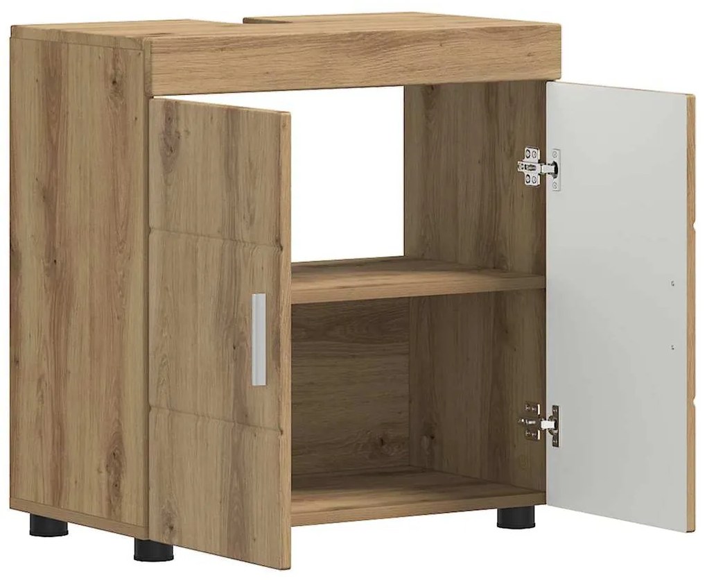 vidaXL Ντουλάπα νιπτήρα μπάνιου με πόρτα artisan δρυς 60 x 34 x 63 εκ