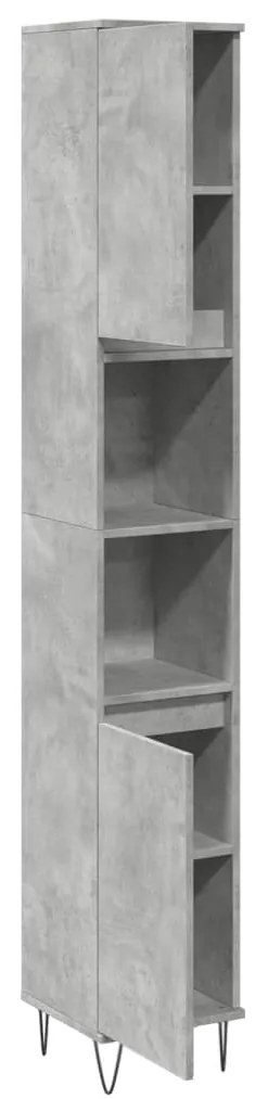 vidaXL Ντουλάπι Μπάνιου Γκρι Σκυροδέματος 30x30x190 εκ. Επεξ. Ξύλο