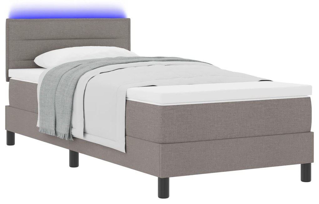 vidaXL Κρεβάτι βάσης με Στρώμα & LED Ταπέτο 80x200 cm Ύφασμα