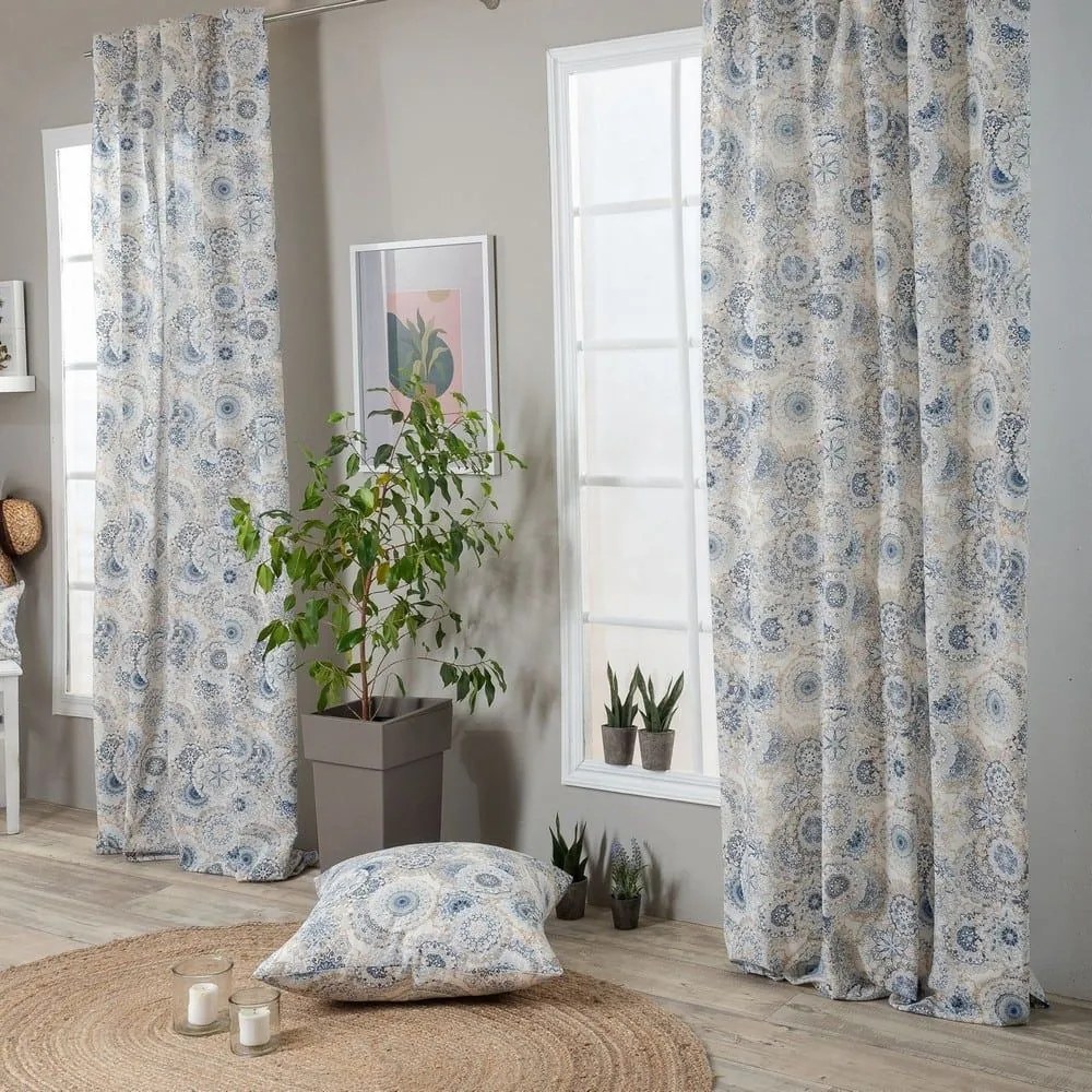 Κουρτίνα Serrano Grey-Blue Teoran 140X260 Βαμβάκι-Πολυέστερ