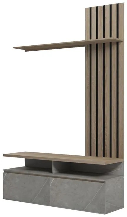 Σύνθετο σαλονιού Perlento σε μπεζ μαρμάρου με sonoma απόχρωση 140x41x219.5εκ 14x41x219.5 εκ.