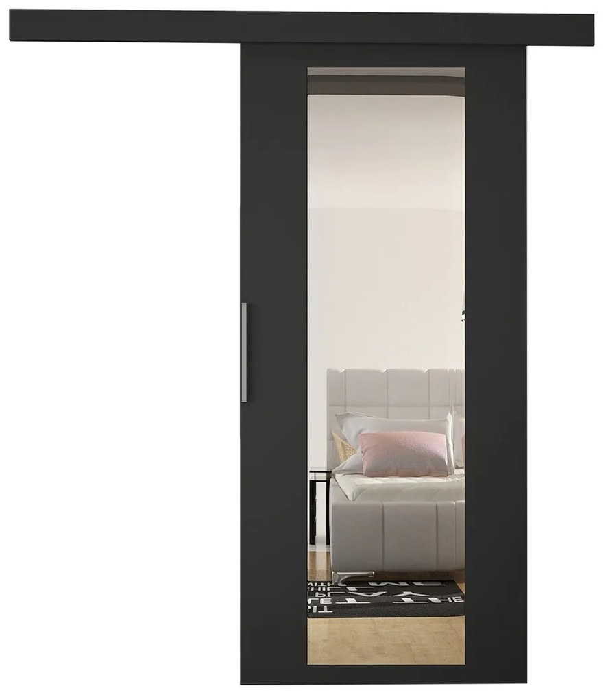Συρόμενες πόρτες Atlanta 185, 31 kg, Μαύρο, Πλαστικοποιημένη μοριοσανίδα, Καθρέφτης, Αλουμίνιο | Epipla1.gr