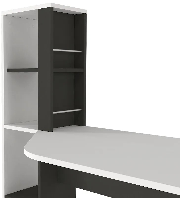 Γραφείο εργασίας Gemini Megapap χρώμα ανθρακί - λευκό 121,8x59,6x131,8εκ.