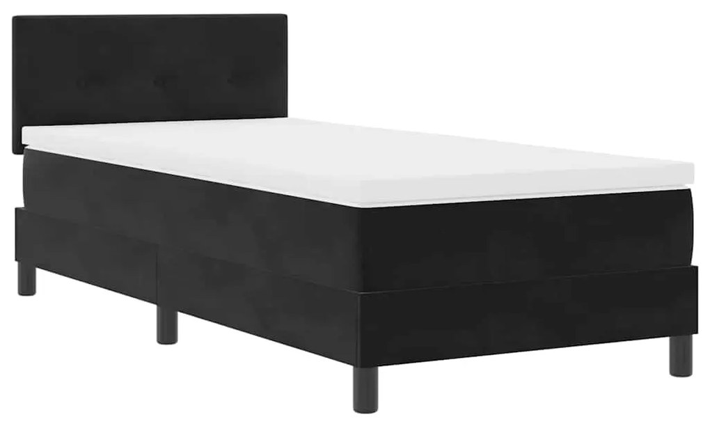 vidaXL Κρεβάτι με Ελατήρια και Στρώμα Μαύρο 90 x 190 cm ύφασμα