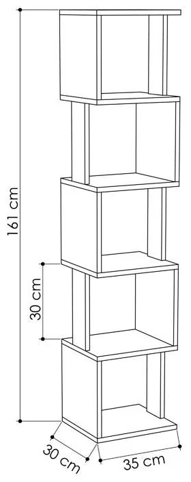 Βιβλιοθήκη - στήλη Piri χρώμα φυσικό-λευκό 35x30x161εκ