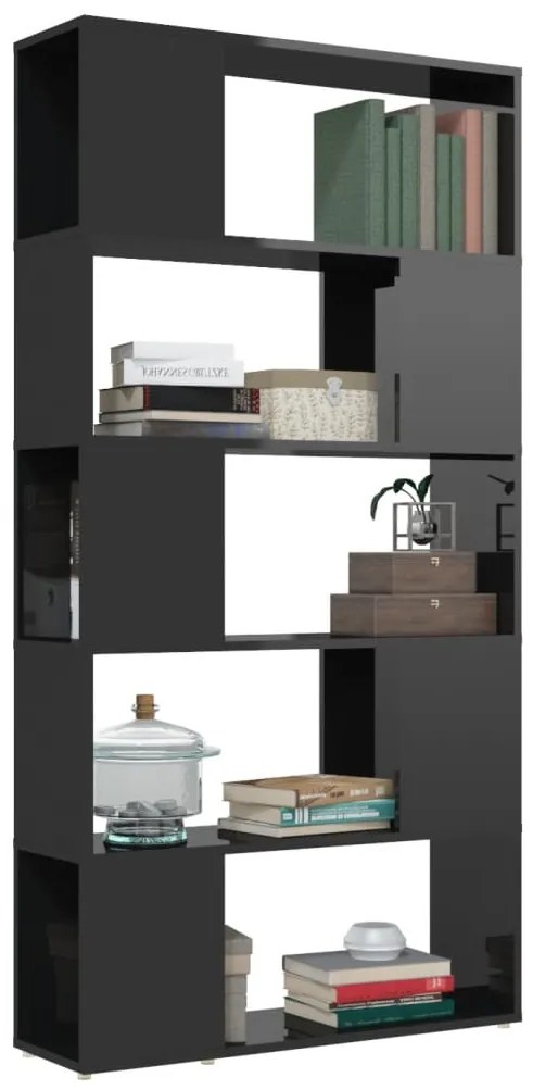 vidaXL Βιβλιοθήκη/Διαχωρ. Χώρου Γυαλ. Μαύρο 80x24x155 εκ. Επεξ. Ξύλο