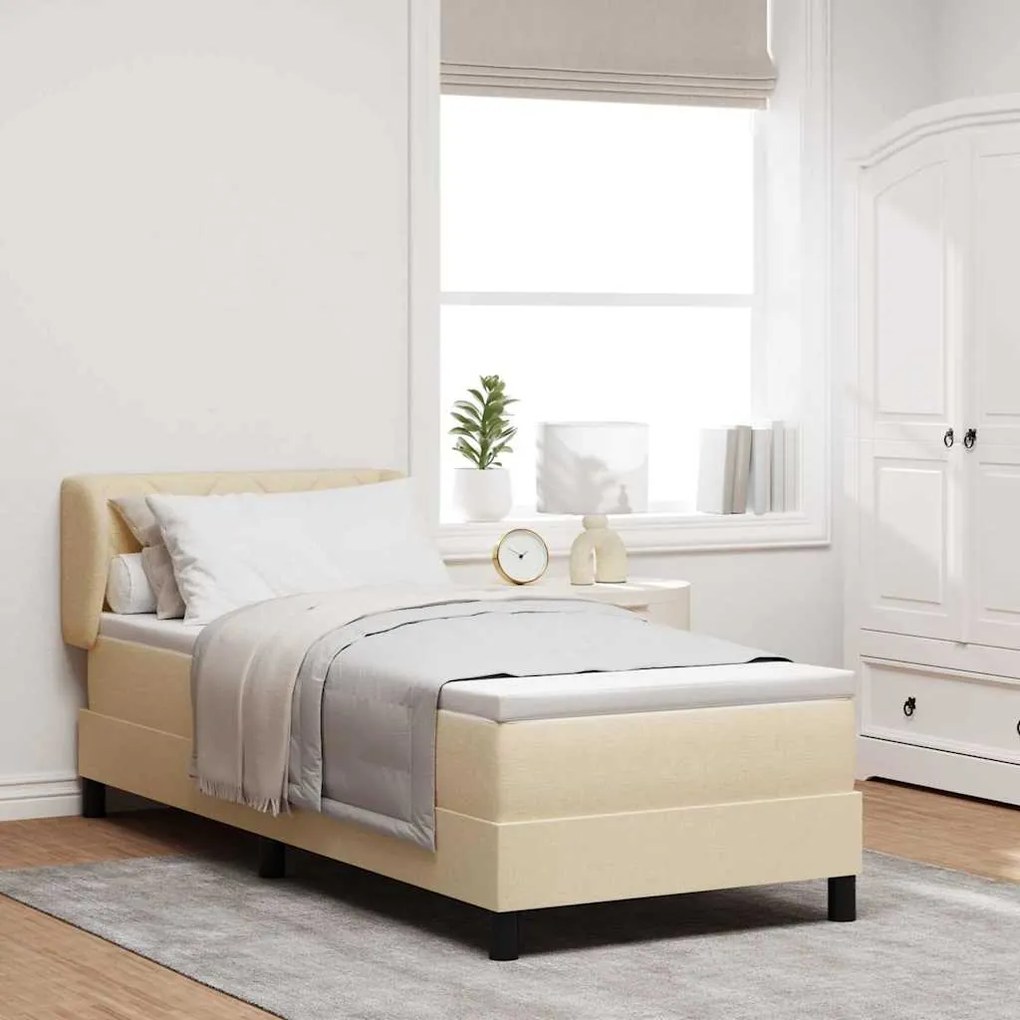 vidaXL Κρεβάτι box spring με στρώμα με στρώμα Κρεμ 80 x 200 cm ύφασμα