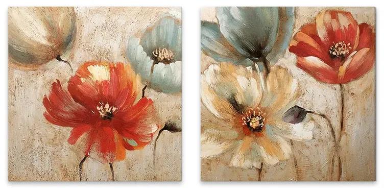 Πίνακες σε καμβά "Flowers" Megapap 2 τμχ. ψηφιακής εκτύπωσης 103x50x3εκ. - 0206107