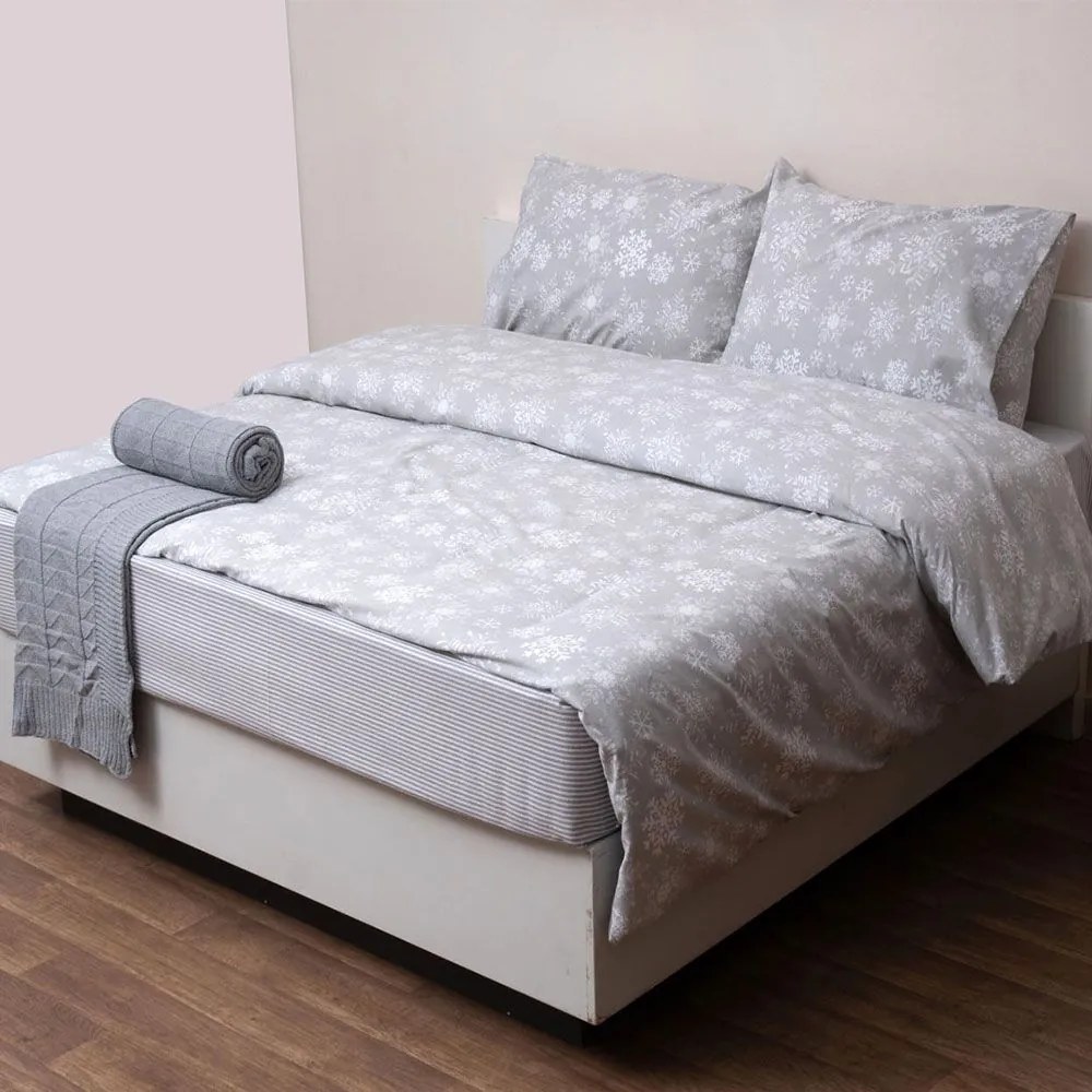 Σεντόνια 2552 Φανελένια (Σετ 3τμχ) Grey Viopros Μονό 165x265cm 100% Βαμβακερή Φανέλα