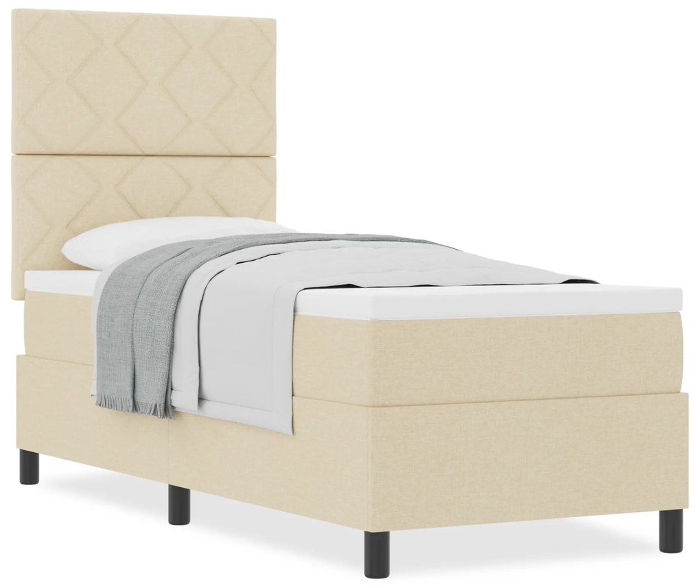 vidaXL Κρεβάτι με ελατήρια με στρώμα Κρεμ 80 x 200 cm ύφασμα