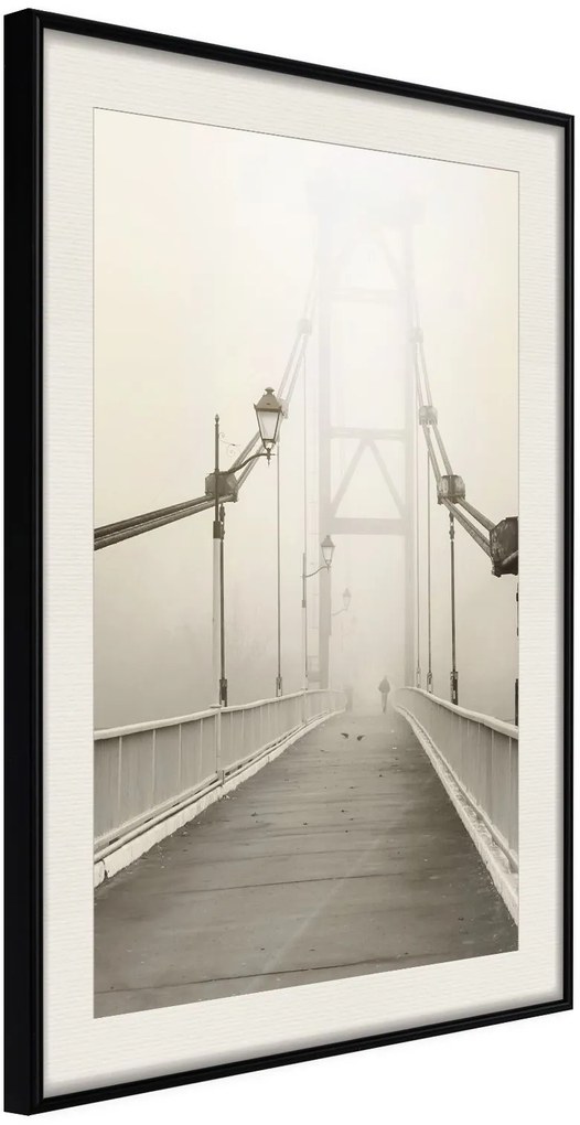 Αφίσα - Bridge Disappearing into Fog - 30x45 - Μαύρο - Με πασπαρτού