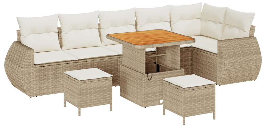 vidaXL Σετ Καναπέ Κήπου 9 pcs μπεζ και κρεμ 80 x 80 x 71 cm