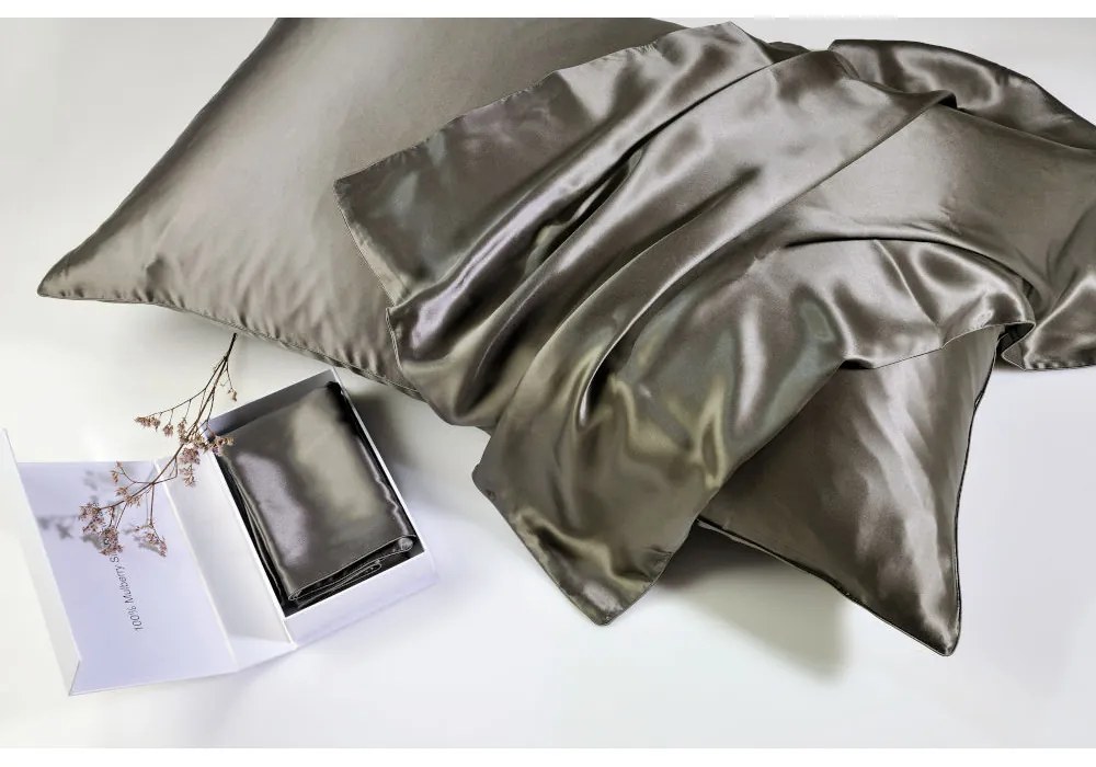 Μεταξωτή Μαξιλαροθήκη Φάκελος (50x76) Down Town Mulberry Silk Dark Grey