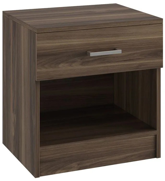 LIFE-W Κομοδίνο με 1 Συρτάρι, Απόχρωση Καρυδί