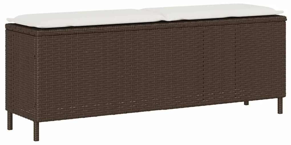 vidaXL Πάγκος κήπου με μαξιλάρι καφέ 110x30x40,5 cm Poly Rattan