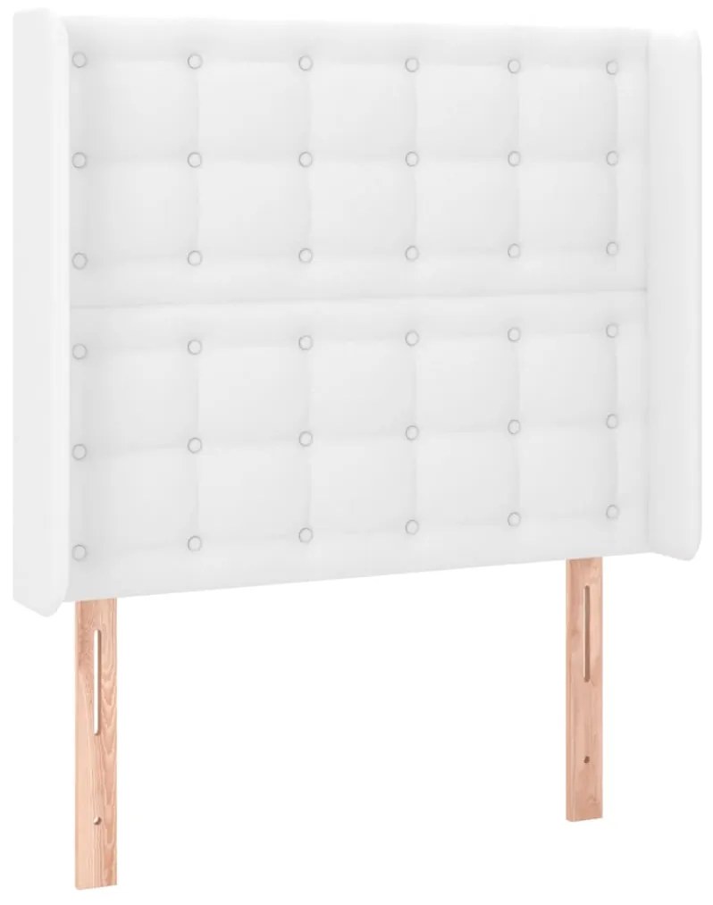 Κεφαλάρι με Πτερύγια Λευκό 103x16x118/128 εκ.Συνθ. Δέρμα 3119665