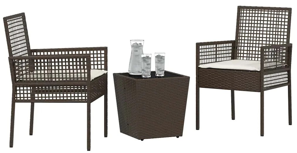 vidaXL Σετ Μπιστρό Κήπου 3 pcs Καφέ Πολυ ράταν