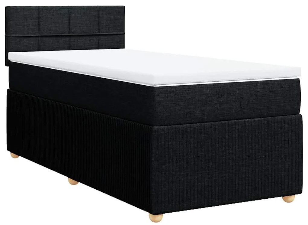 vidaXL Κρεβάτι Boxspring με Στρώμα Μαύρο 90x190 εκ.Υφασμάτινο