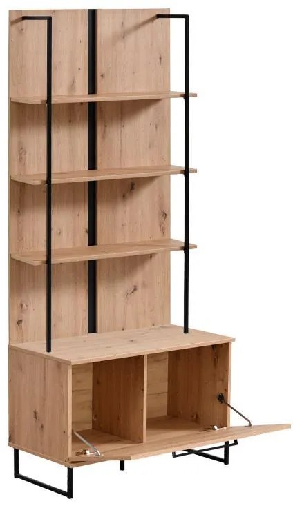 Ραφιέρα Sardinia POP Artisan Oak - Μαύρο 85*42*191.5 εκ. 85x42x191.5 εκ.