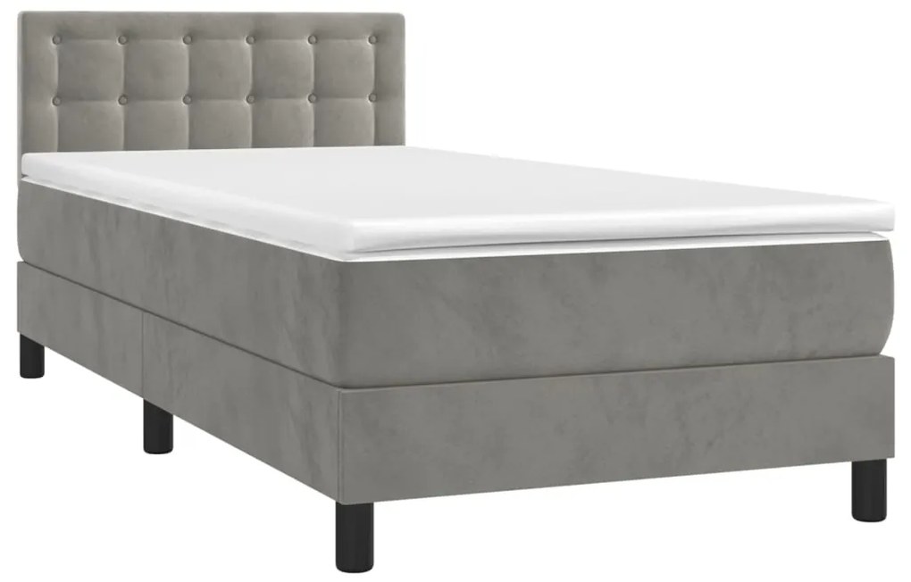 ΚΡΕΒΑΤΙ BOXSPRING ΜΕ ΣΤΡΩΜΑ ΑΝΟΙΧΤΟ ΓΚΡΙ 90X190 ΕΚ. ΒΕΛΟΥΔΙΝΟ 3141515