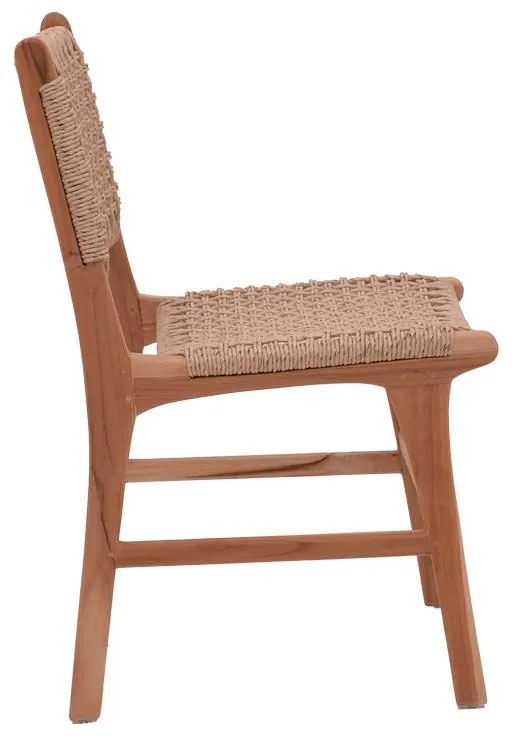 Καρέκλα Sponze σκελετός teak ξύλο με σχοινί σε φυσική απόχρωση 50x58x85εκ 50x58.5x85 εκ.
