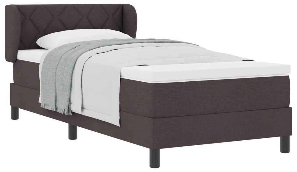 vidaXL Κρεβάτι με Στρώμα Dark Brown 100x200 cm Υφάσματος