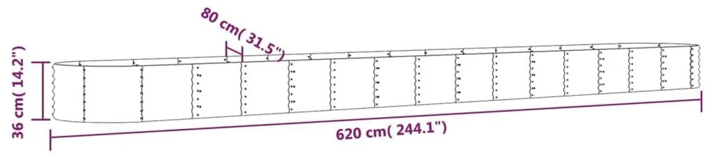 Ζαρντινιέρα Καφέ 620x80x36 εκ. Ατσάλι με Ηλεκτρ. Βαφή Πούδρας - Καφέ