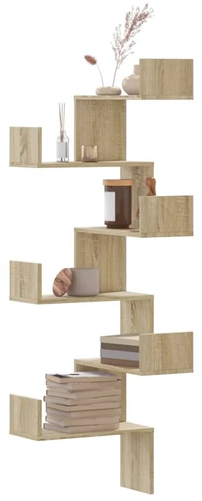 vidaXL Γωνιακή Ραφιέρα Τοίχου Sonoma Δρυς 45x45x147 εκ. Επεξ. Ξύλο
