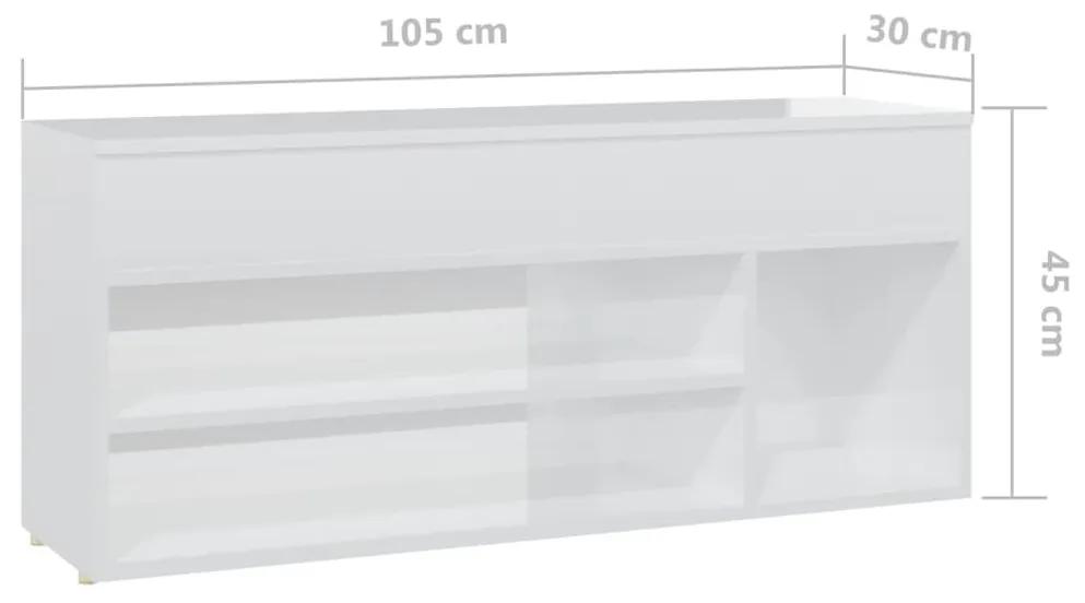 Παπουτσοθήκη Γυαλιστερή Λευκή 105 x 30 x 45 εκ. από Μοριοσανίδα - Λευκό