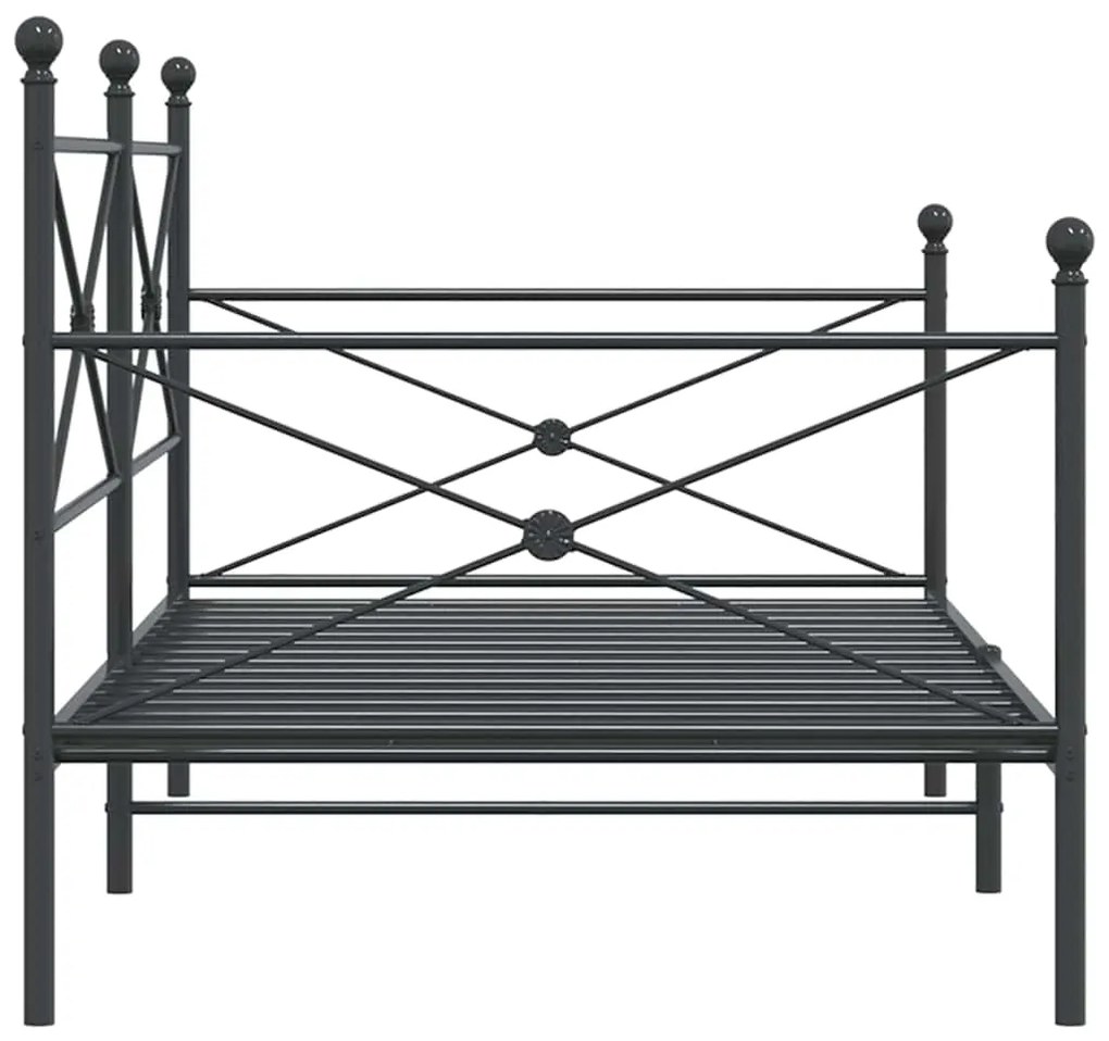 vidaXL Κρεβάτι ημέρας χωρίς στρώμα Μαύρο 100x190 cm Ατσάλι