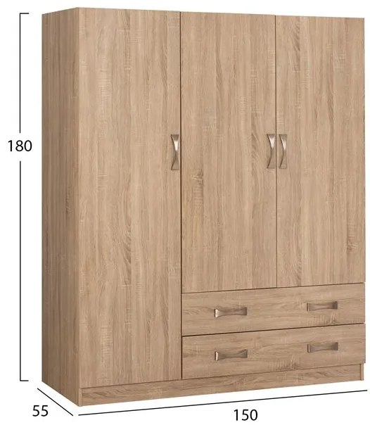 ΝΤΟΥΛΑΠΑ 3ΦΥΛΛΗ CARLY HM384.02 ΜΕ ΔΥΟ ΣΥΡΤΑΡΙΑ SONAMA 150X55Χ180Υεκ.