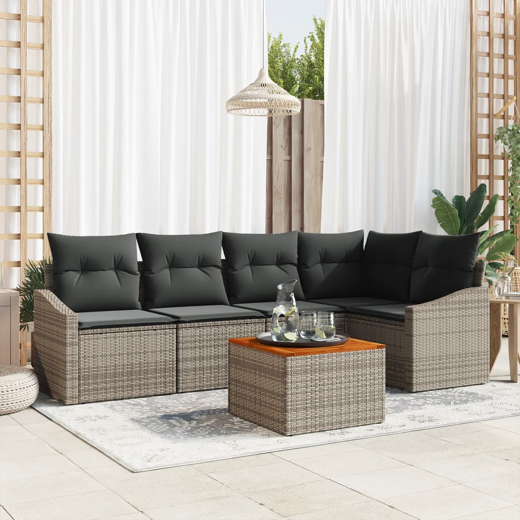 vidaXL Σετ Σαλονιού Κήπου 6 pcs Γκρι 55 x 55 x 37 εκ