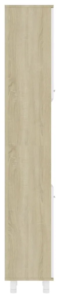 vidaXL Στήλη Μπάνιου Λευκό/Sonoma Δρυς 30 x 30 x 179 εκ. Μοριοσανίδα