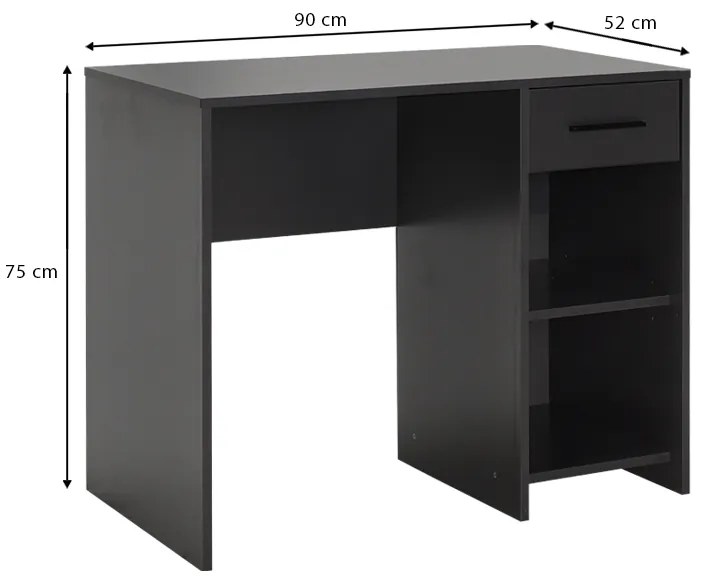 Γραφείο εργασίας Concept Megapap από μελαμίνη σε χρώμα ανθρακί 90x52x75εκ.
