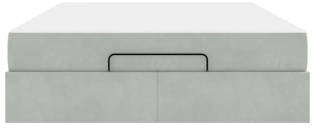 vidaXL Σκελετός κρεβατιού με στρώμα 2 pcs Ανοιχτό γκρι Βελούδο