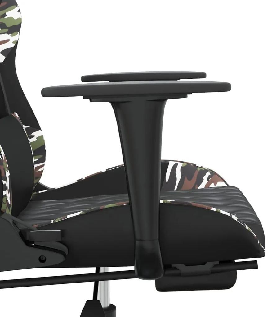 Καρέκλα Gaming Μασάζ Υποπόδιο Μαύρος Παραλλαγή Συνθετικό Δέρμα - Πράσινο