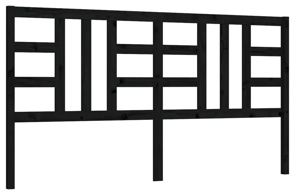 vidaXL Κεφαλάρι Κρεβατιού Μαύρο 206 x 4 x 100 εκ. Μασίφ Ξύλο Πεύκου