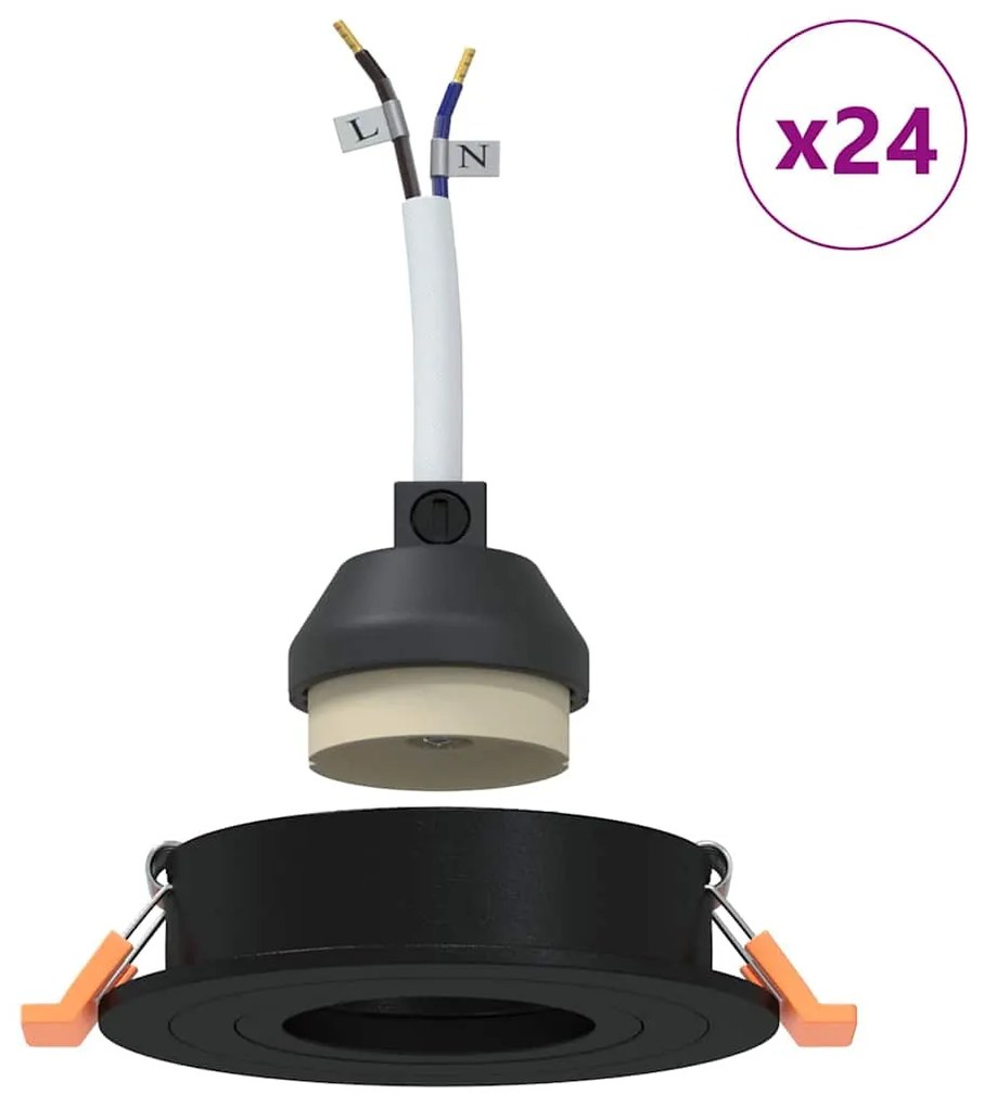 vidaXL Σποτ 24 pcs Μαύρο 9 x 9 x 2 εκ. Αλουμίνιο