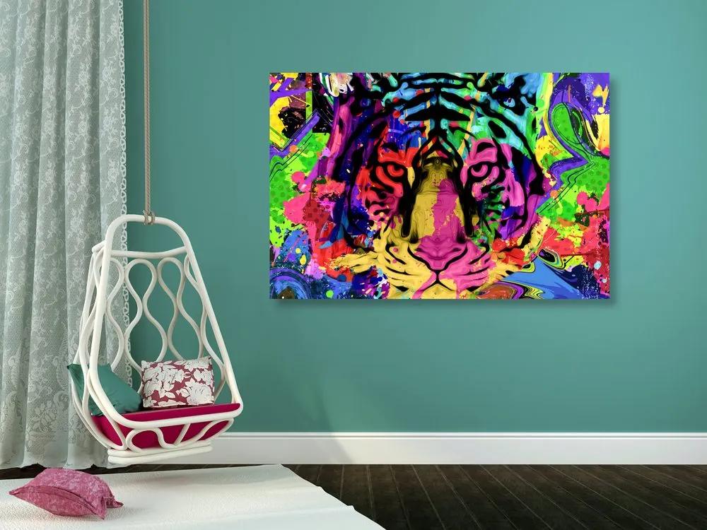Εικόνα πολύχρωμο κεφάλι τίγρης - 120x80