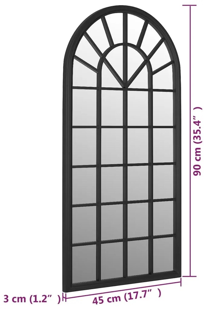 Καθρέφτης για Εσωτερικούς Χώρους Μαύρος 90 x 45 εκ. από Σίδερο - Μαύρο