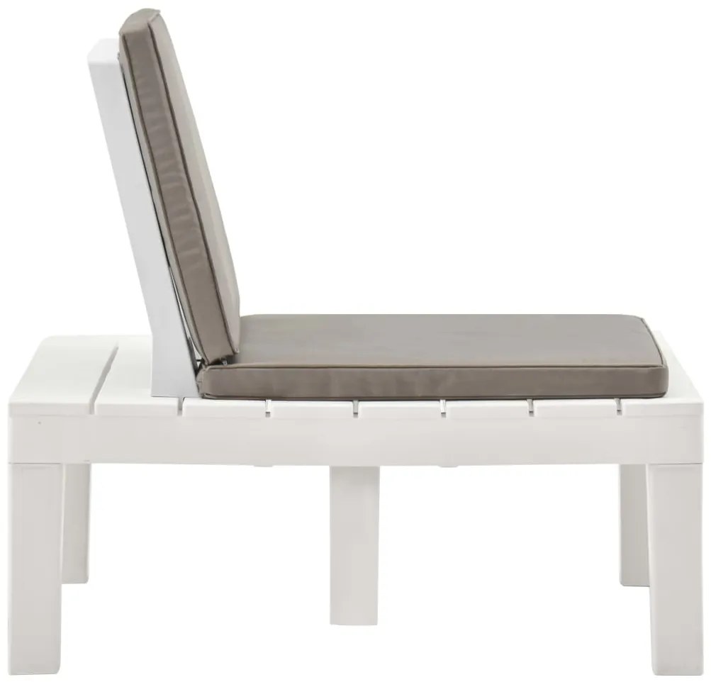 vidaXL Καρέκλα Κήπου Λευκή Πλαστική με Μαξιλάρι