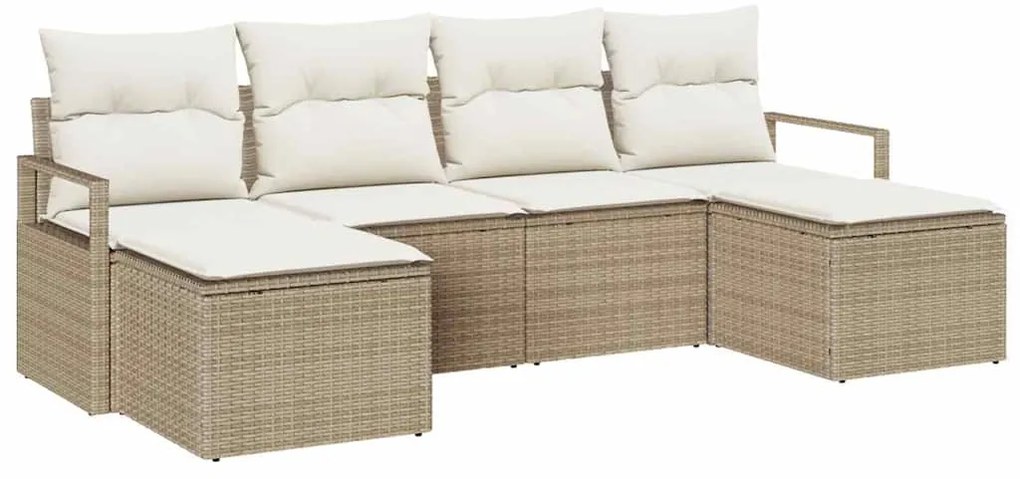 vidaXL Σετ Καναπέ Κήπου 6 pcs Μπεζ Πολυ ράταν