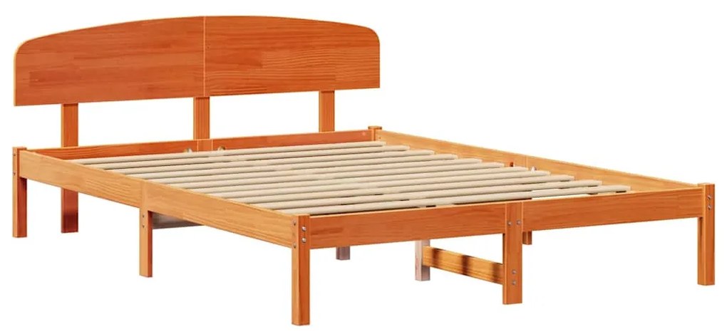 vidaXL Σκελετός Κρεβατιού με κεφαλάρι Κερωτό καφέ 140 x 200 cm