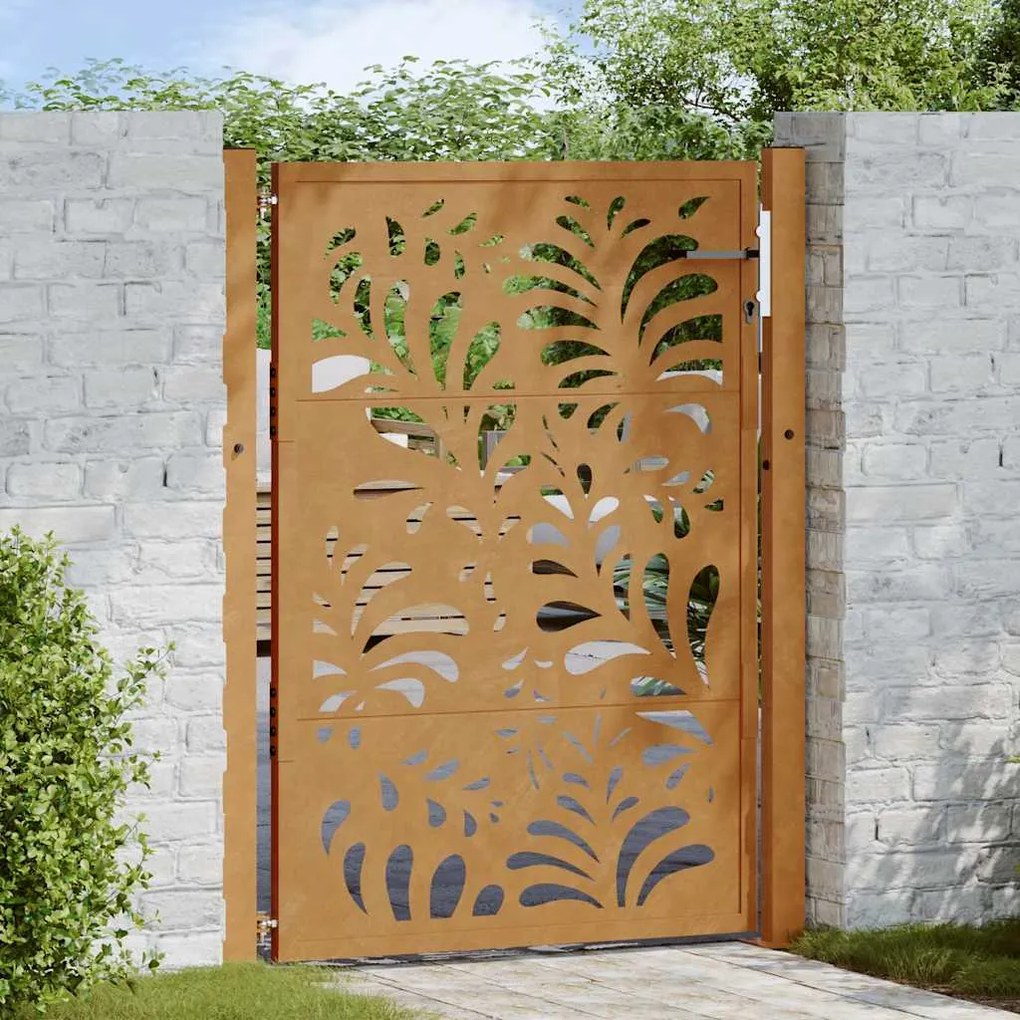 vidaXL Πύλη κήπου 105x130 cm από χάλυβα με κυματοειδές σχέδιο