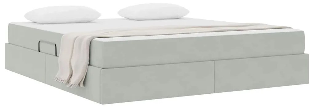 vidaXL Κρεβάτι με αποθηκευτικό χώρο και στρώμα με στρώμα Ανοιχτό γκρι