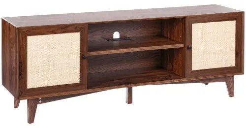 VEVOR Rattan-TV-Ständer 191cm Fernseher Boho-TV-Schrank Fernsehschrank Walnuss