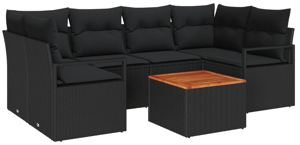 vidaXL Σετ καναπέ κήπου 7 pcs Μαύρο Μεγάλο
